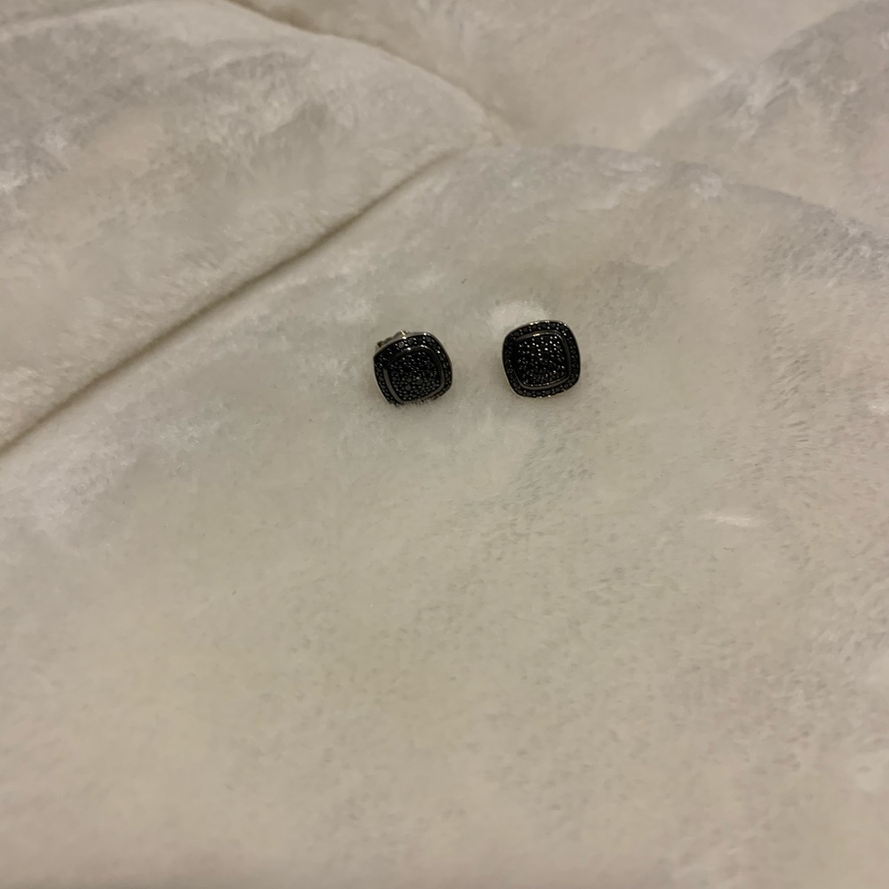 MEN’S STERLING BLACK PAVE DIAMOND EARRINGS